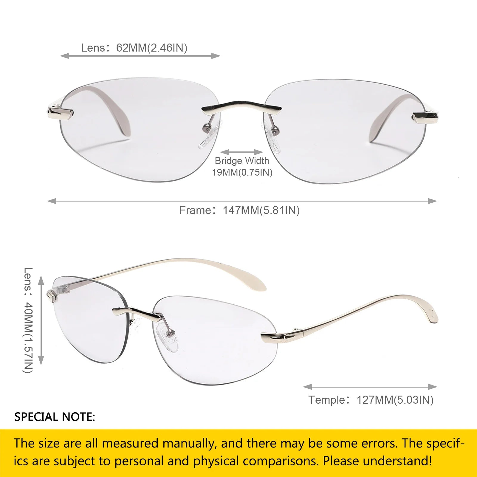 GLEN Rimless Oval Shades