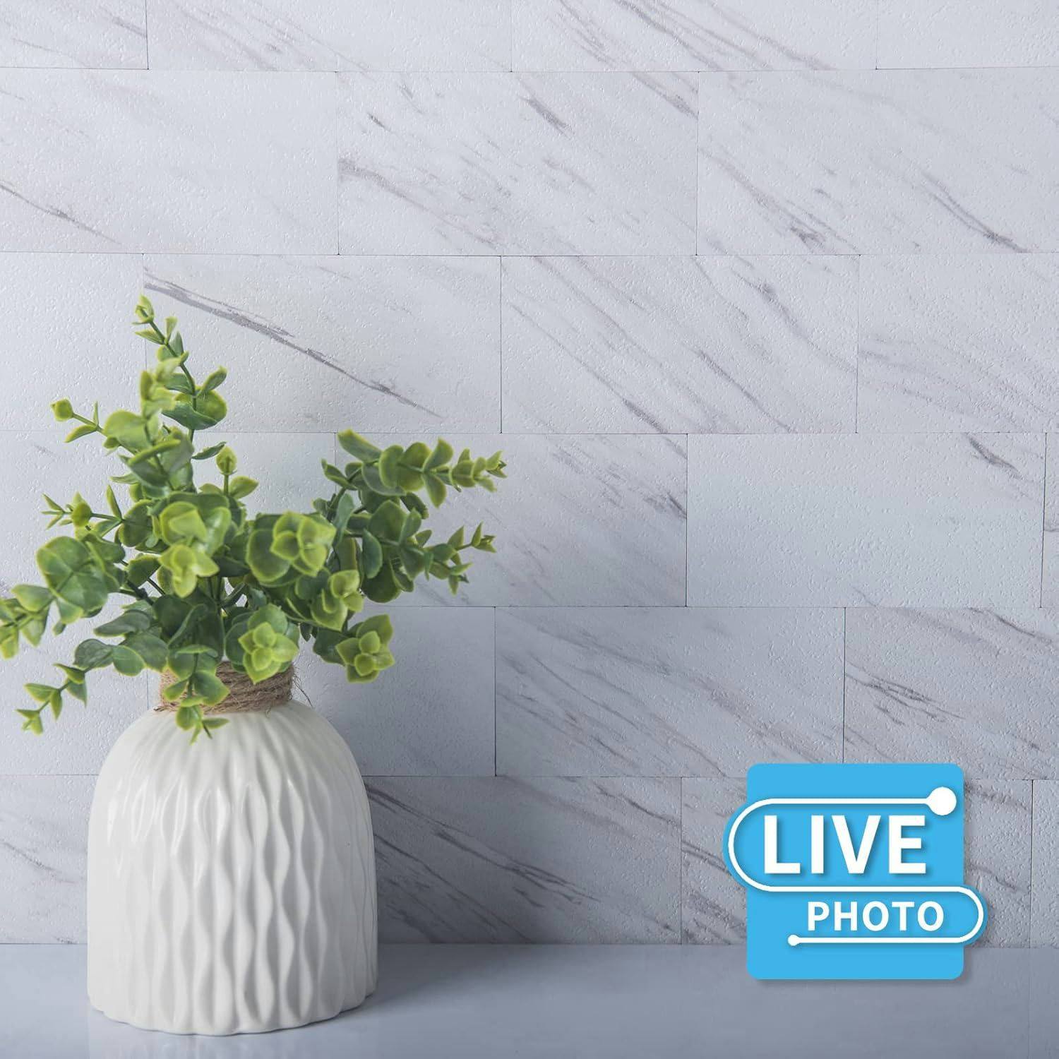 Art3d White Granite Peel & Stick Tile Backsplash (4 Pieces)